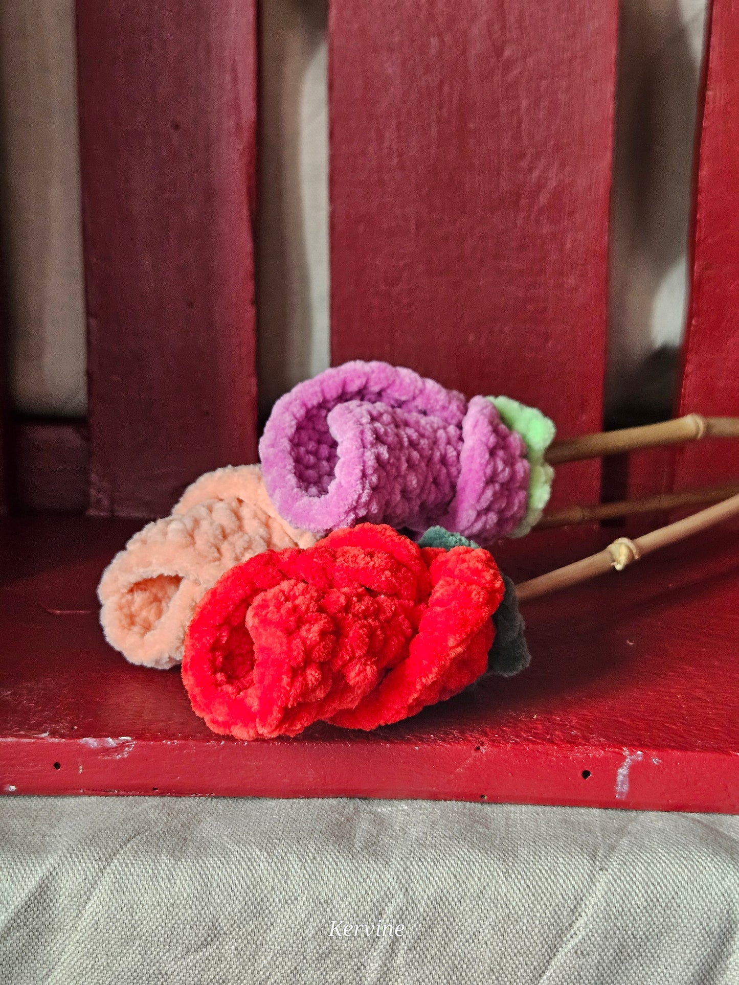 Arrangement fleurs roses saumon rose foncé rouge L'atelier de Kervine