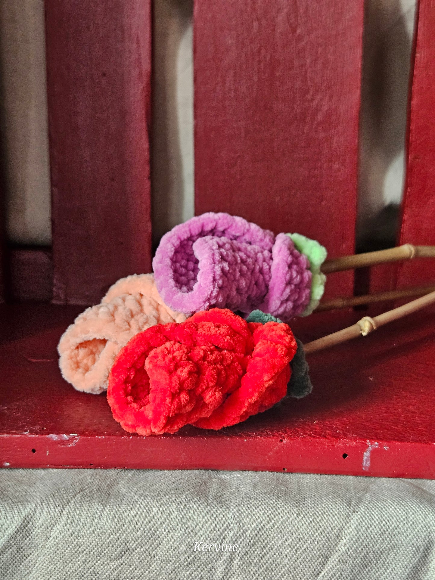 Arrangement fleurs roses saumon rose foncé rouge L'atelier de Kervine