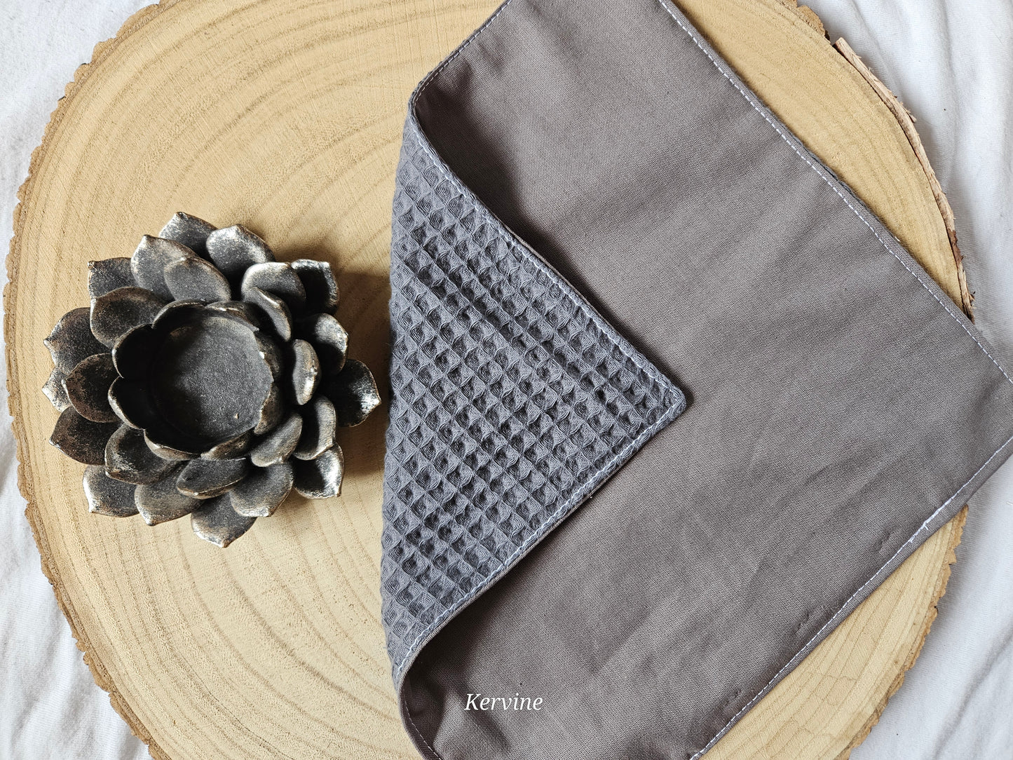 Essuie-tout lavable fait main taupe et gris – L'atelier de Kervine
