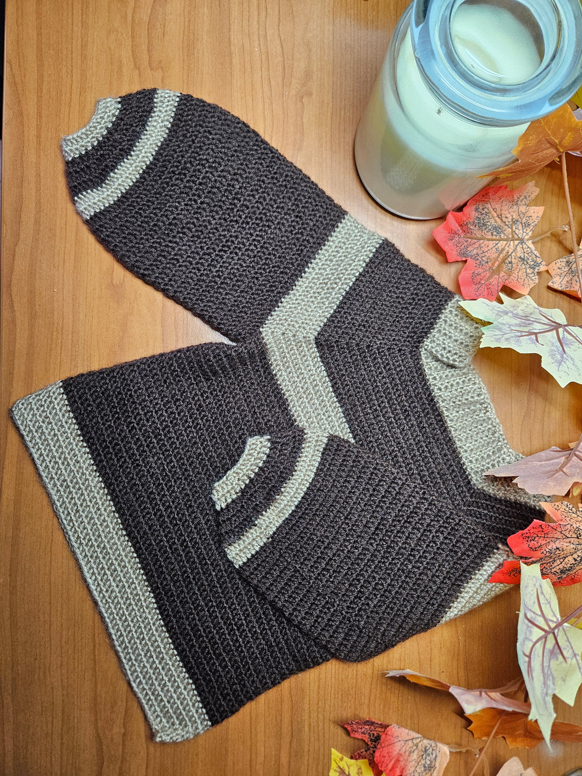 Pull enfant marron et beige – 12/24 mois