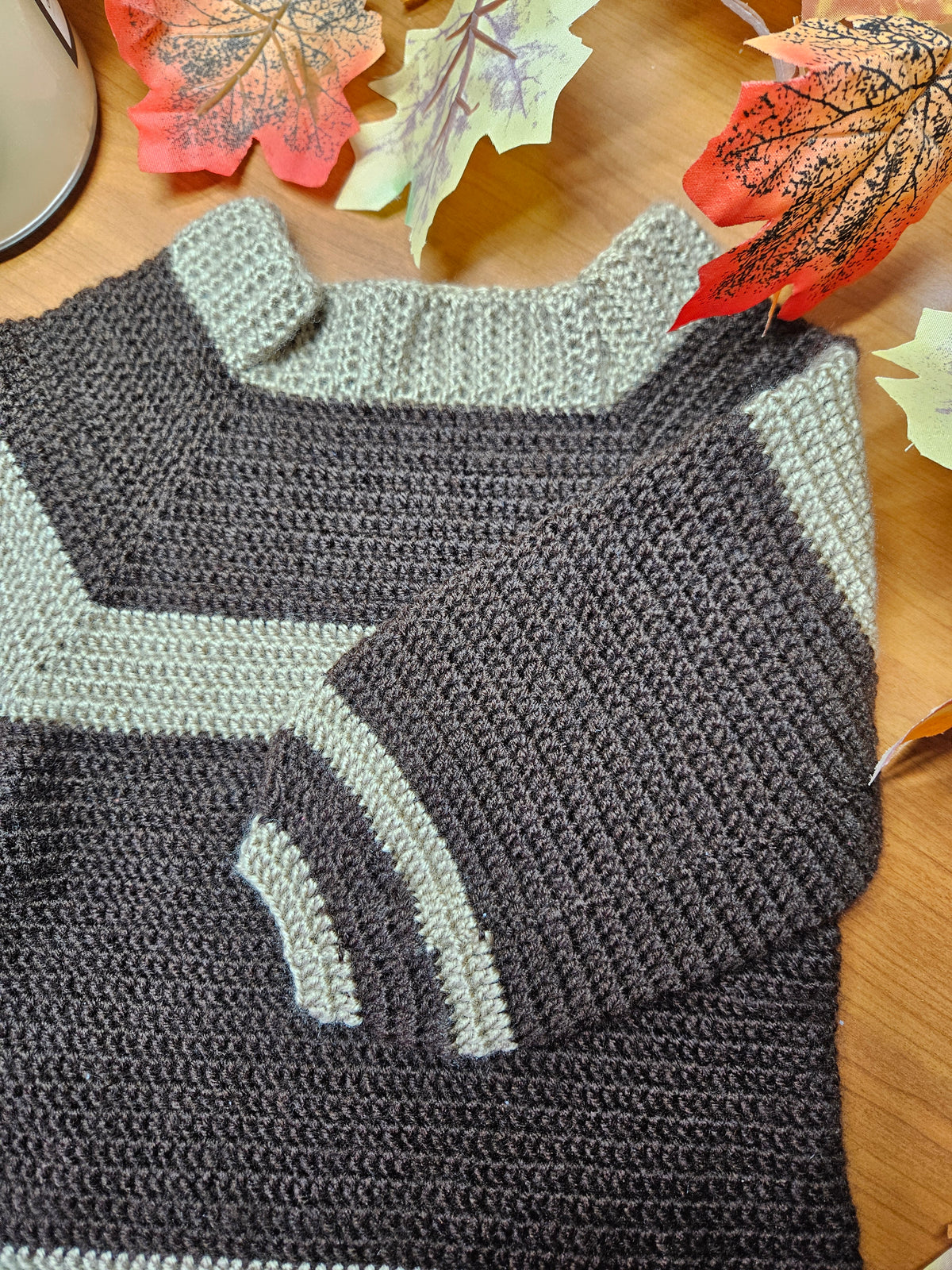 Pull enfant marron et beige – 12/24 mois